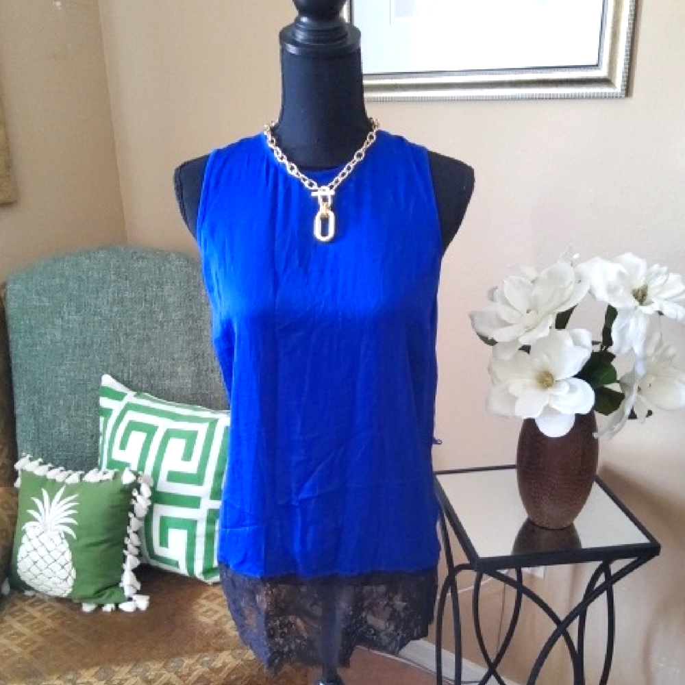 Michael Kors Silk Blue Tunic With Tie Belt.